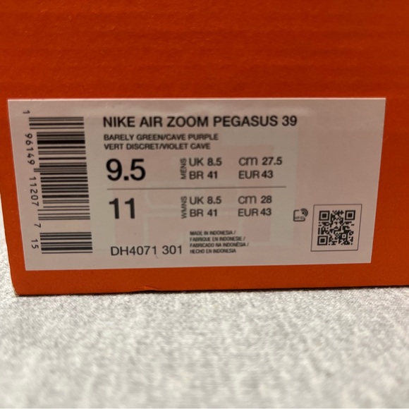 Nike Air Zoom Pegasus 39 Barely Green Running Men's Shoe Size 9.5 DH4071-301 - Picture 11 of 11